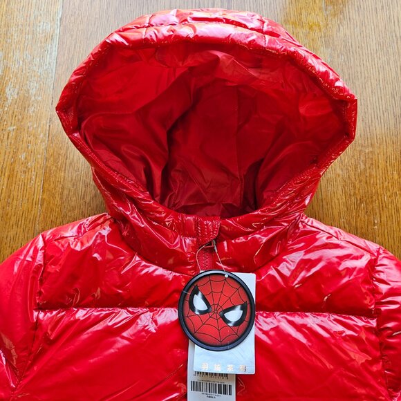 NEW Jeanswest Marvel Spider-Man Boys 7-9/Years Red Down Puffer Coat Size 130/64 - Picture 4 of 13